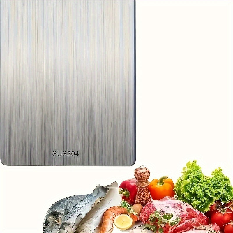 Double-Sided Stainless Steel Kitchen Cutting Board - Ideal for Meat, Fruits, and Vegetables - Food Grade and Non-Slip