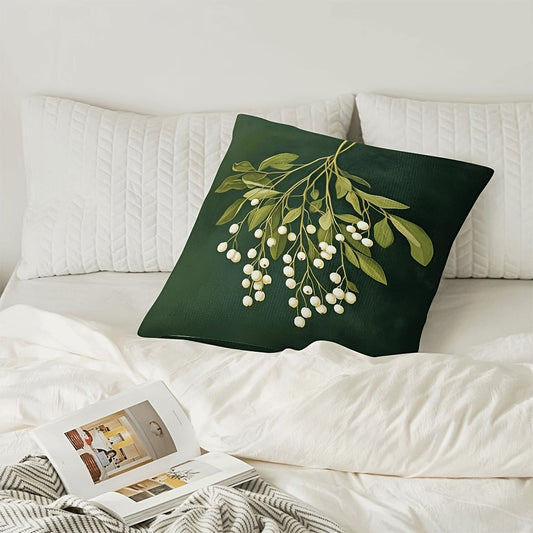 Vintage Mistletoe Pillow Cover - This charming pillow cover features a vintage mistletoe design and is made of soft polyester with a double-sided print. Measuring 45.72x45.72 cm, it is the perfect festive decor for your bedroom or sofa. Great for