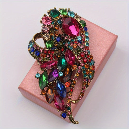 [Top Pick] Vintage Style Rhinestone Brooch Pin with Colorful Irregular Shape, Perfect Fashion Accessory for Coats and Dresses, European And American Inspired, Available in Six Colors