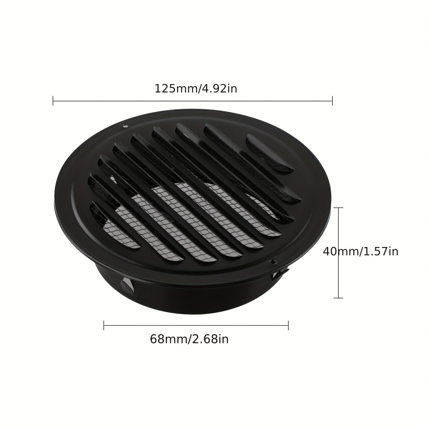 Sleek Black Stainless Steel Vent Grille - Wall-Mounted for Efficient Outdoor Drainage in Kitchens & More, Available in Various Sizes (70/80/100/150/200mm Round)