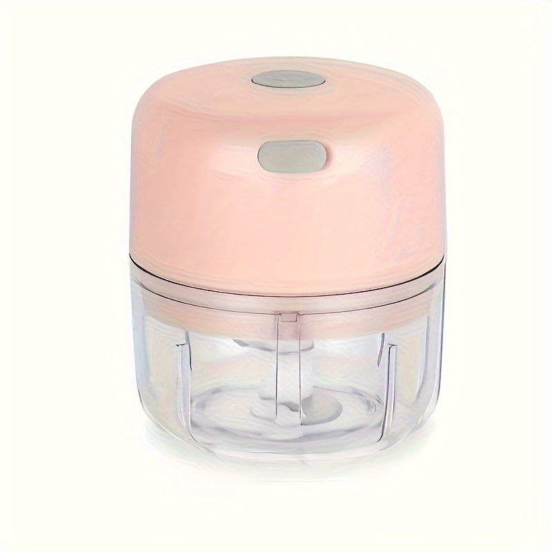 Electric mini garlic chopper that can crush ginger and vegetables, with USB meat grinder and sturdy build, 100/250ml capacity, ideal for kitchen use.