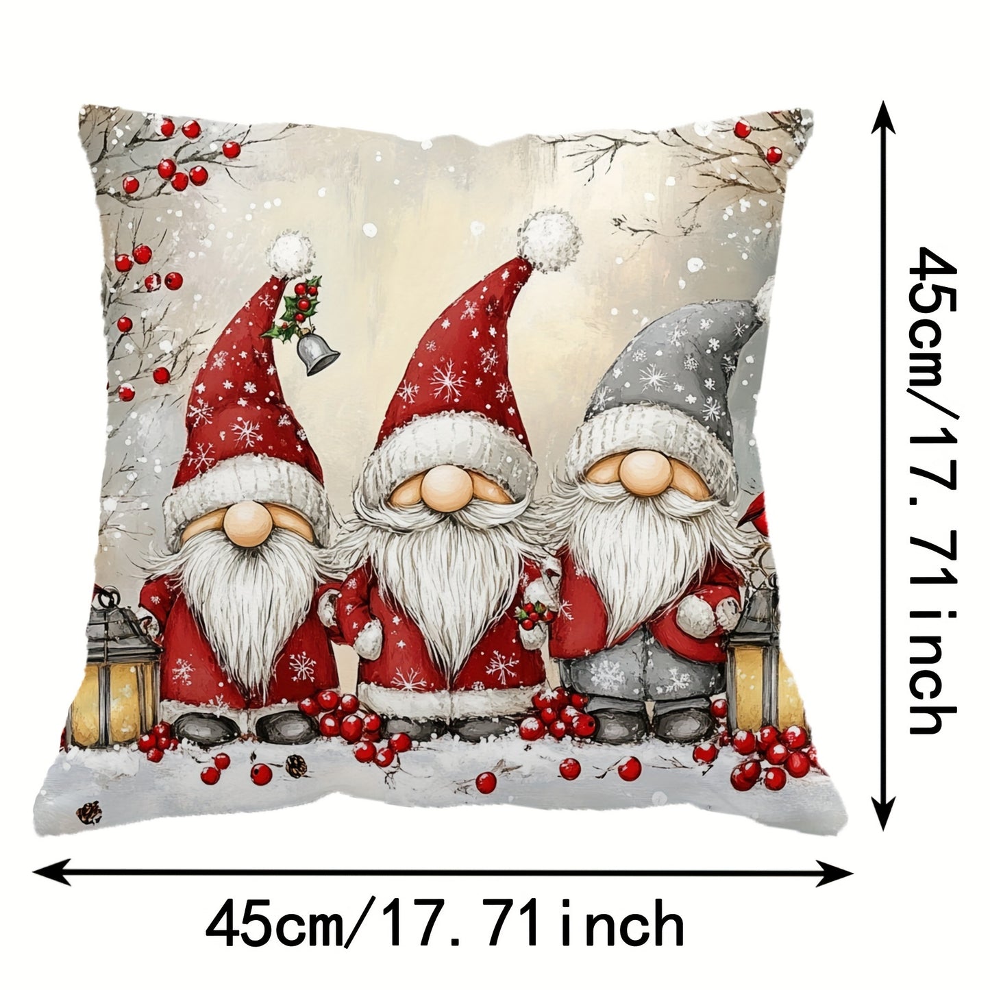 Soft modern Christmas pillowcase, 44.96cm x 44.96cm, single side print, ideal for living room and bedroom décor, polyester material, insert not included.