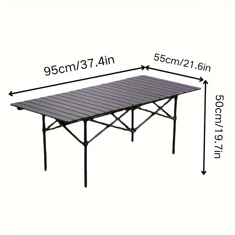 Carbon steel outdoor folding table with storage bag for easy carrying and quick installation, ideal for camping, fishing, parties, barbecues, and garden use.