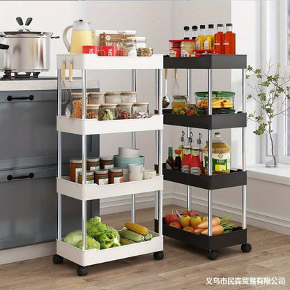 Rolling Storage Cart with Wheels, Perfect for Kitchen and Bathroom Organization - Space-Saving Multi-Tier Organizer, Easy Access Storage Rack, No Assembly Needed, Slim Design for Tight Spaces.