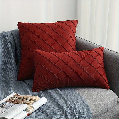 Luxury Nordic Quilted Throw Pillow Cover with Elegant French Style in Soft Suede Fabric. Features Invisible Zipper and is Machine Washable. Ideal for Modern Living Room Decor. Available in Square and Rectangle Sizes.