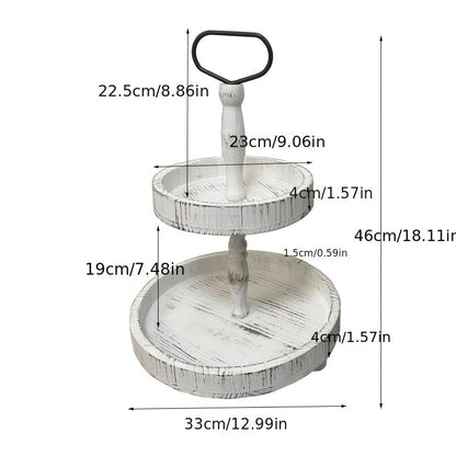 Beautiful Solid Wood Cake Tray with 2 Layers, Ideal for Displaying Desserts and Fruits - Great for Home Parties and Organizing Sundries