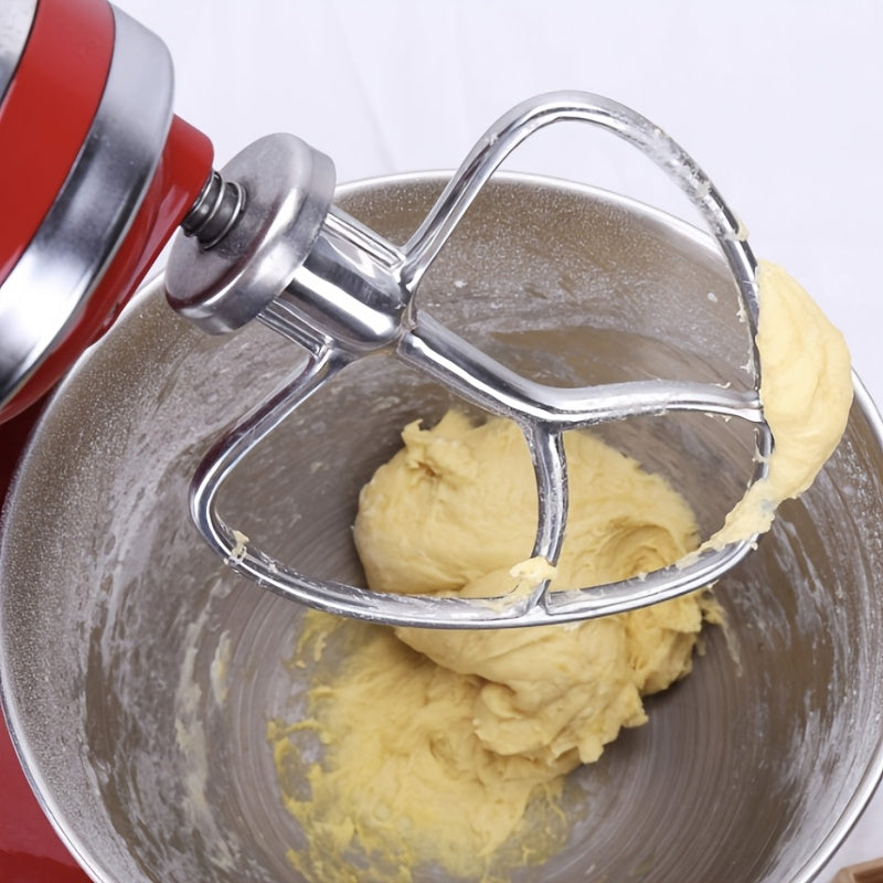 Our stainless steel flat beater attachment is perfect for stand mixers, featuring a tilt-head paddle design. It is ideal for baking, pastry making, pasta dough mixing, liquid blending, and is safe for food contact. Plus, it is dishwasher safe for easy