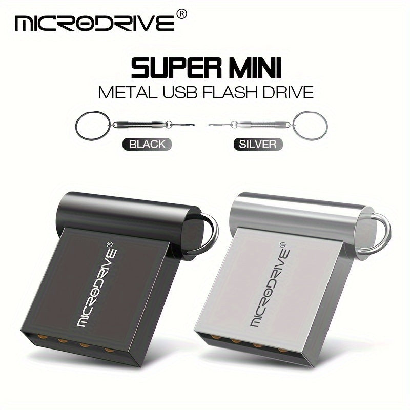 MICRODRIVE Супер Мини Металлический USB 2.0 Флеш-накопитель с Брелоком - Доступен в 16ГБ, 32ГБ, 64ГБ