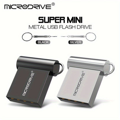 MICRODRIVE Super Mini Metal USB 2.0 Flash Drive with Keychain - Available in 16GB, 32GB, 64GB