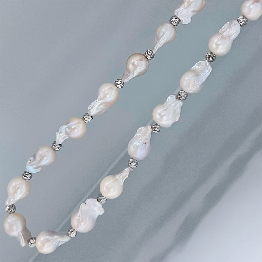 Exquisite Handmade Freshwater Baroque Pearl Necklace - Ideal for Special Occasions | 100% Natural Pearls, 14mm-18mm in Size | Comes with Gift Box | A Timeless Fashion Statement for Weddings, Anniversaries & Birthdays