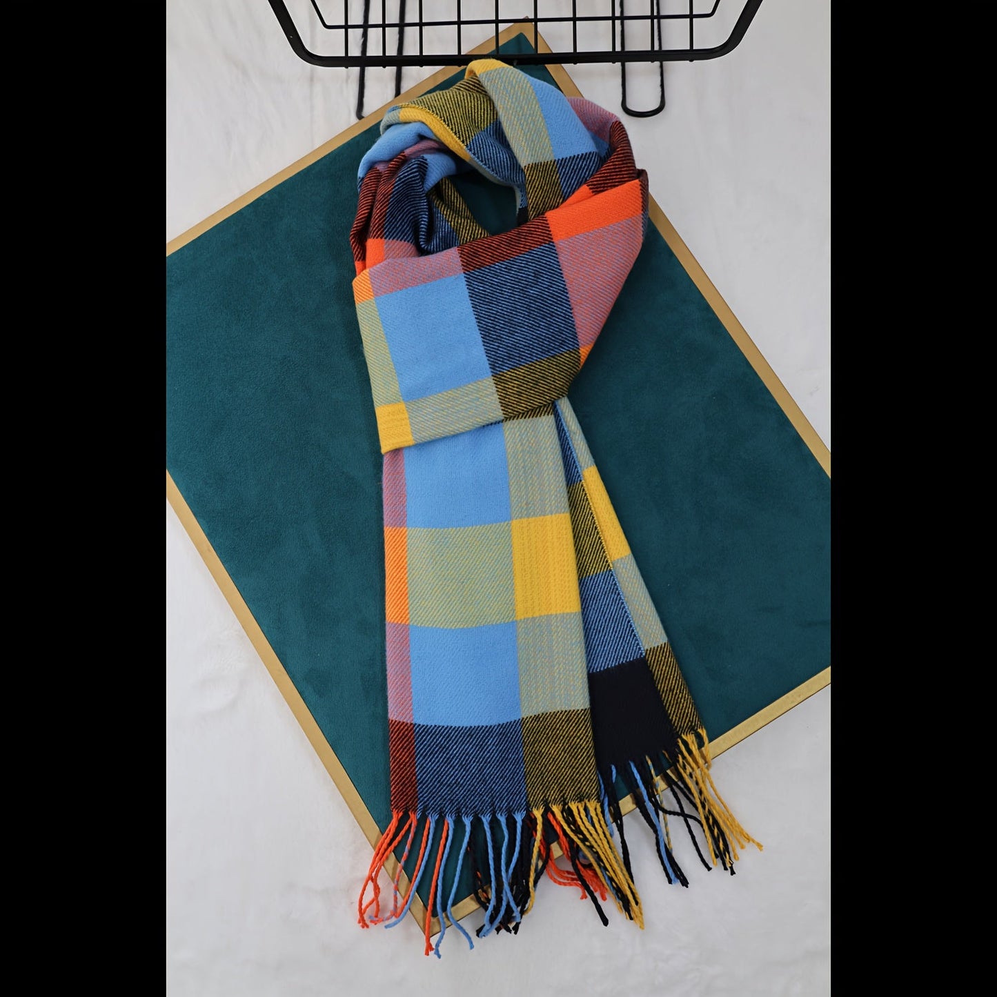 Warm and Cozy Plaid Scarf Inspired by British Style - Made with Imitation Cashmere, perfect for Autumn/Winter, Ideal for Couple's gift, Vibrant Colors, Korean Design