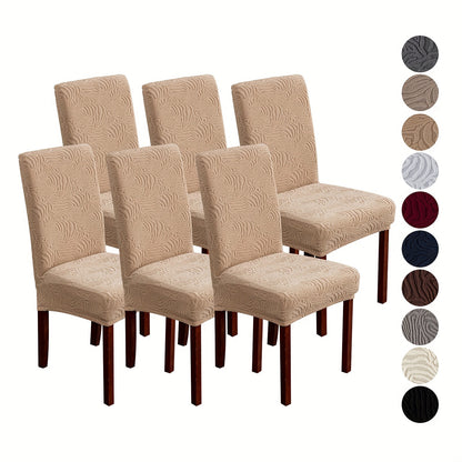 6 Leopard Print Mid-Back Chair Covers - Stretchy, All-Season Slipcovers for Dining Chairs