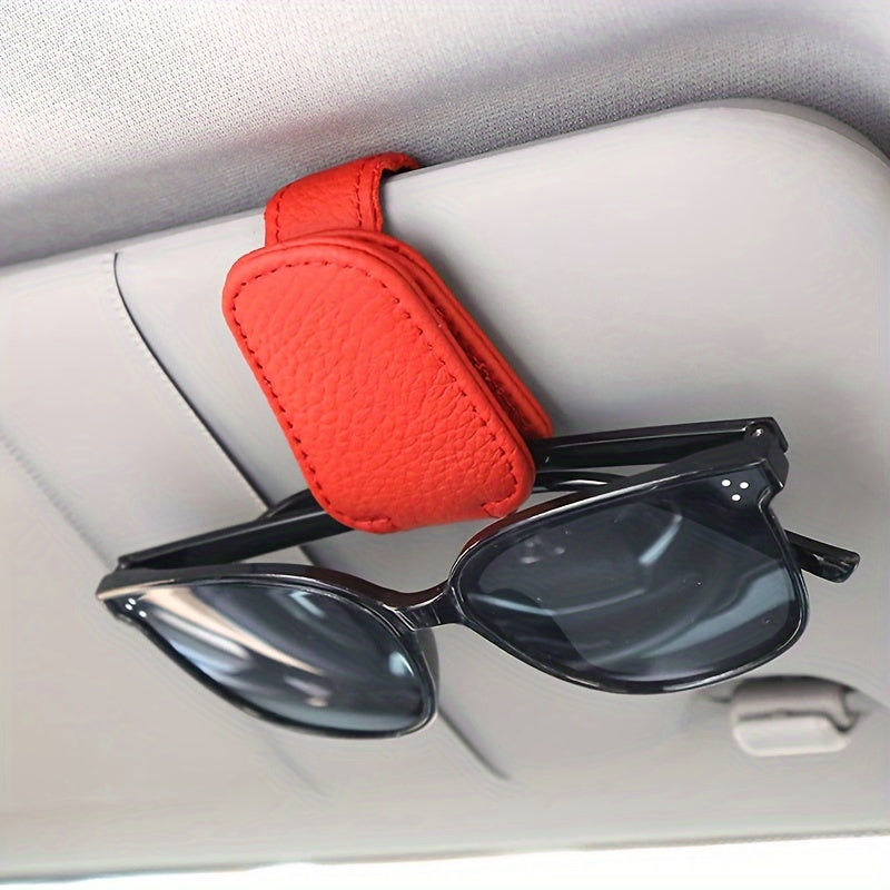 Sunglasses Holder for Car - Magnetic PU Faux Leather Clip for Visor, Glasses Hanger Accessory for Car Interior - Perfect Gift for Men and Women on Christmas or Birthdays