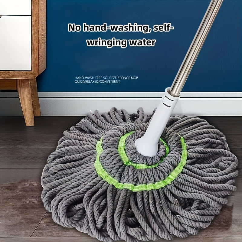 Hands-Free Spin Mop with Ultra-Absorbent Qualities - Ideal for Kitchen, Bathroom, and Floor Cleaning, Suitable for Wet and Dry Surfaces, Rotating Feature for Easy Use