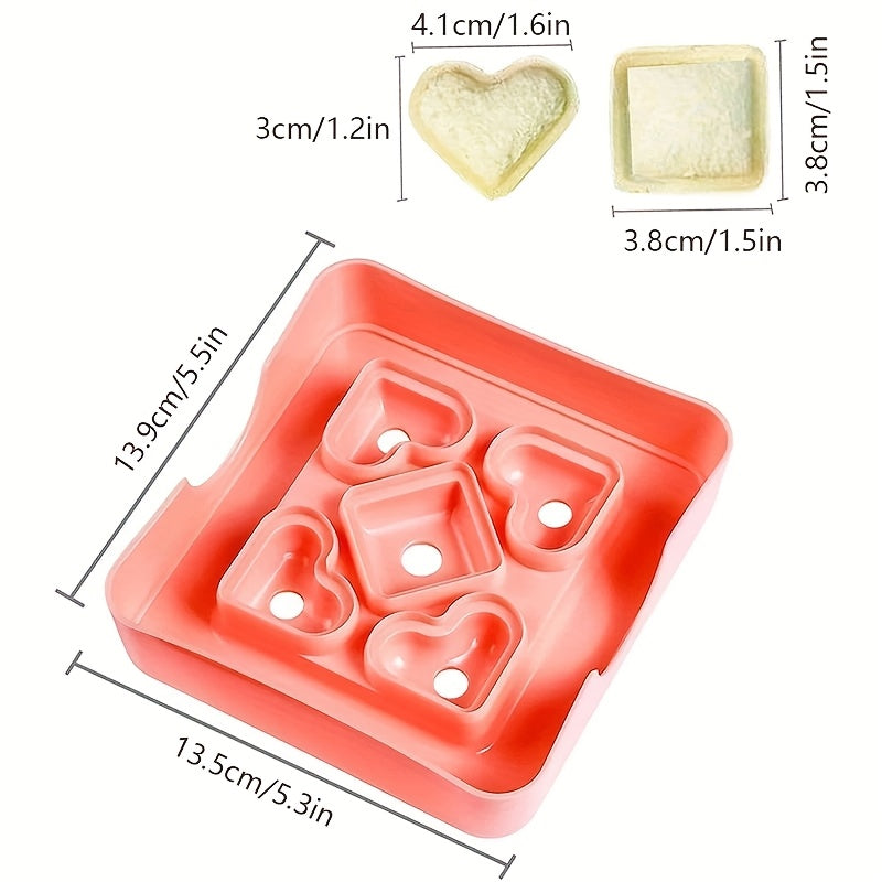 Create heart-shaped mini sandwiches effortlessly with the 1pc Heart-Shaped Mini Sandwich Cutter & Sealer. This DIY tool is perfect for making pocket sandwiches, snacks, and party platters with ease. It is durable, portable, and requires no electricity to