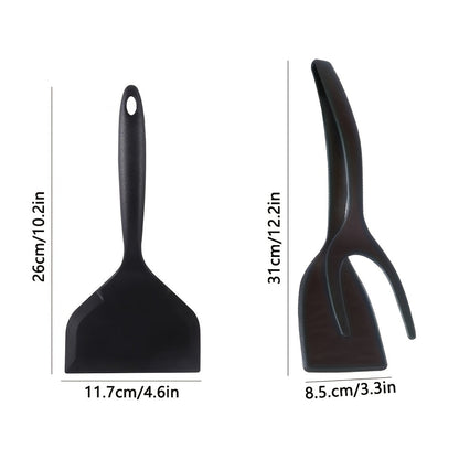 Set of 2 Silicone & Nylon Spatulas - Ideal for Cooking, Flipping, and Frying - Non-Stick and Heat-Resistant Turners for Eggs, Pancakes, Steaks, BBQ - Safe and Durable Kitchen Tools