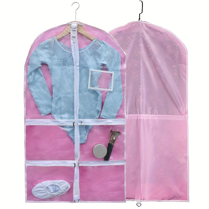 Durable Dust-Proof Organizer for Kids' Dance Skirts - Waterproof Hanging Bag with Clear Window, Ideal for Traveling and Storing Competition, Sports, Skating, Drama, and Pageant Attire