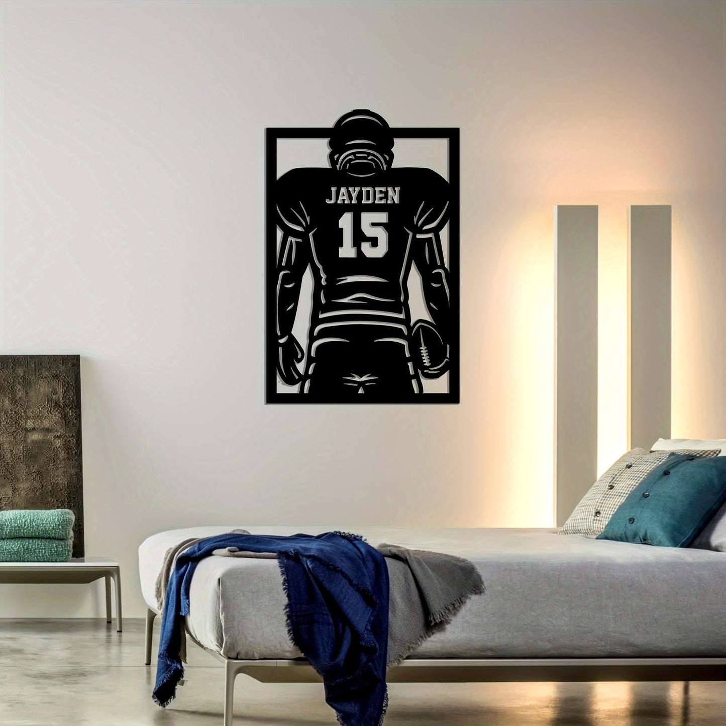 Personalized Football Metal Wall Art - Choose Your Own Name, Durable Decor for Inside & Outside, Ideal Present for Football Enthusiasts