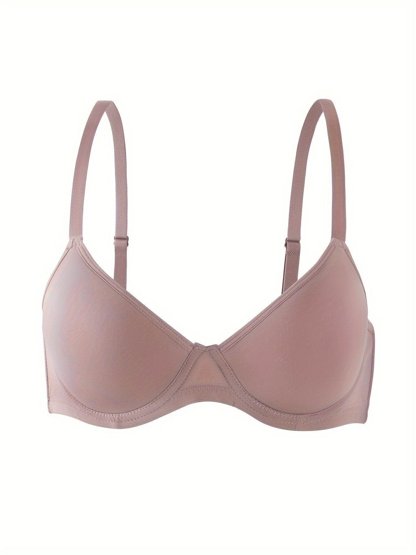 6 vintage-inspired push-up bras for women in light blue and beige, featuring high support, non-padded, underwire, and a soft nylon and elastane blend. Hand washable.