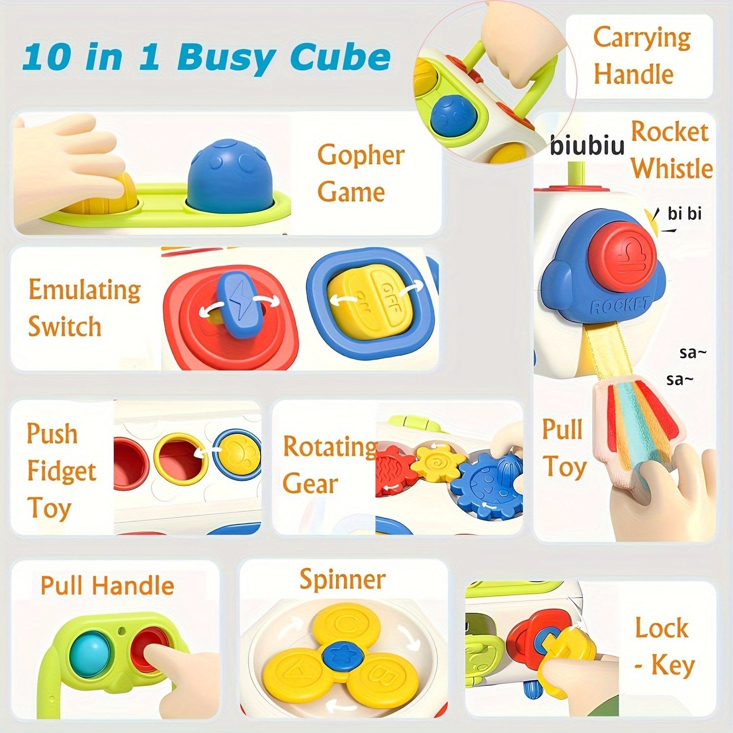 Busy Ball Cube Sensory Toy - Great for Young Kids and Toddlers, Promotes Early Learning and Cognitive Development, Ideal Gift for Halloween, Christmas, and Special Occasions, Compatible with Switch Box and Cube Puzzle