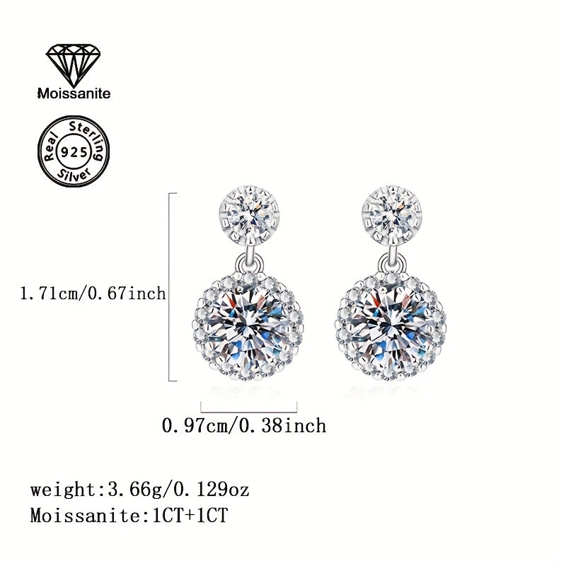 Beautiful and luxurious 925 Sterling Silver Moissanite Earrings, perfect for everyday wear or special occasions like birthdays, Valentine's Day, Christmas, Thanksgiving, New Year, holiday parties, and weddings. A thoughtful gift for her, weighing