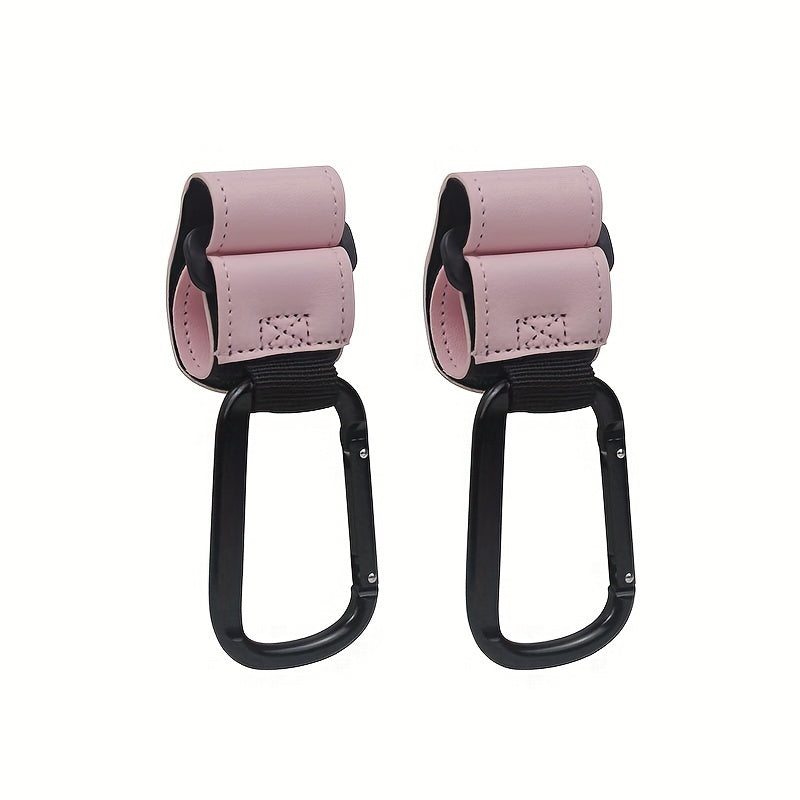 Multipurpose Stroller Hooks - Stylish Faux Leather Clips for Diaper Bags & Accessories, Perfect for Strollers, Cars, and Shopping Carts