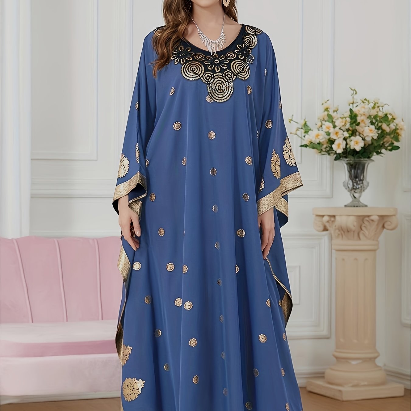 Ramadan Graphic Print Batwing Sleeve Kaftan Dress