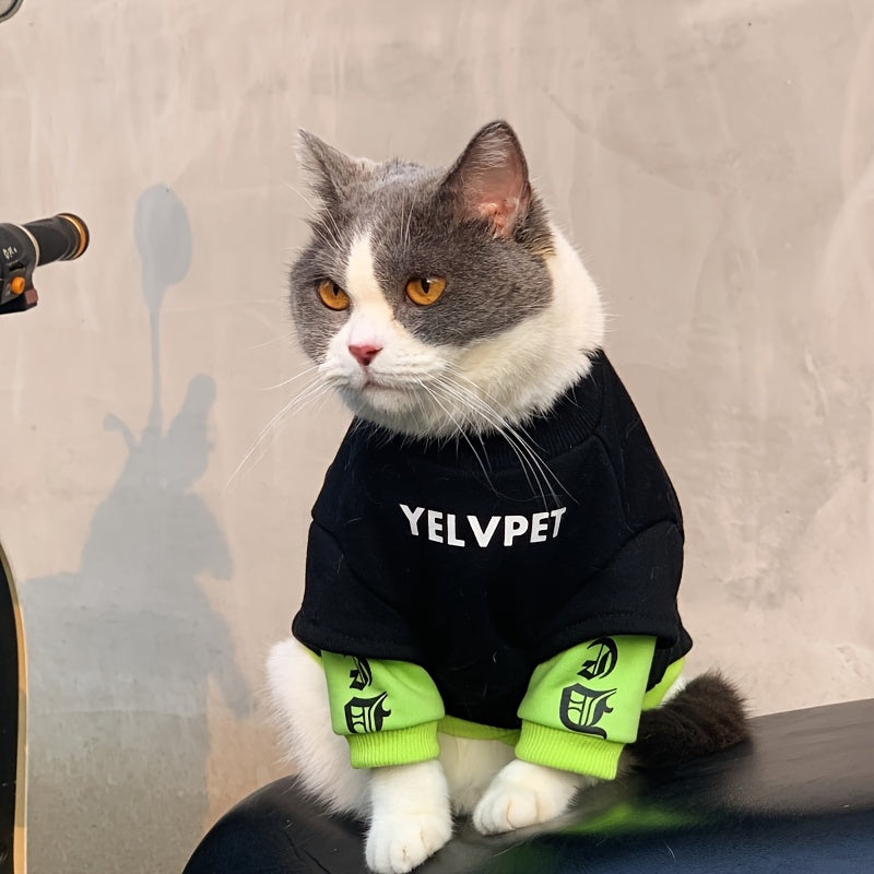 YELVPET Comfort Fit Pet Hoodie - Polyester, Machine Washable, All-Season Pullover for Small to Medium Dogs and Cats, Warm Plush Lined Sweatshirt