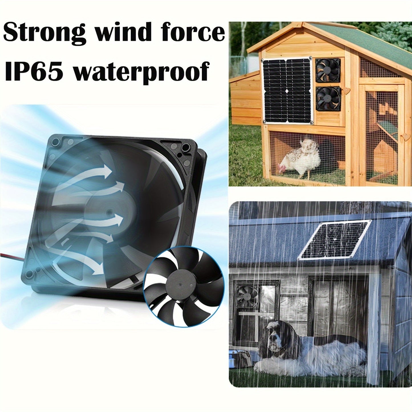 Solar Panel Fan Kit for Weatherproof and Rainproof Air Circulation - Ideal for Greenhouses, Pet Houses, Small Chicken Coops, Sheds, Window Exhaust, and Outdoor Ventilation