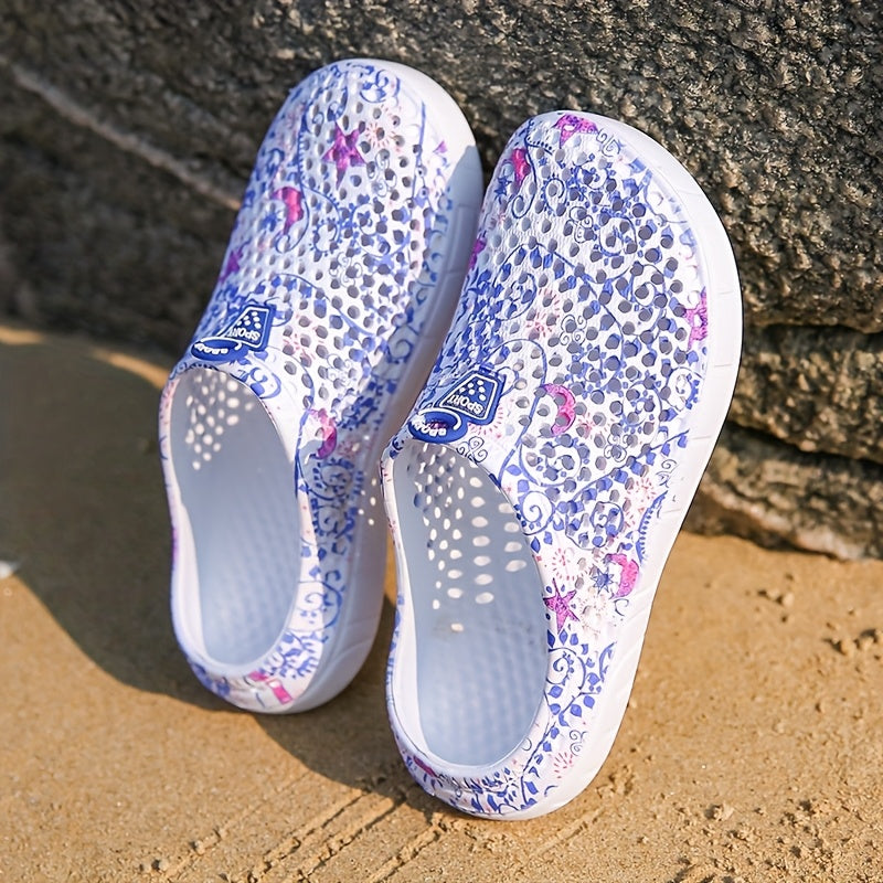 Women's Summer Beach Clogs: Star-patterned, multi-colored, lightweight, and comfortable unisex style