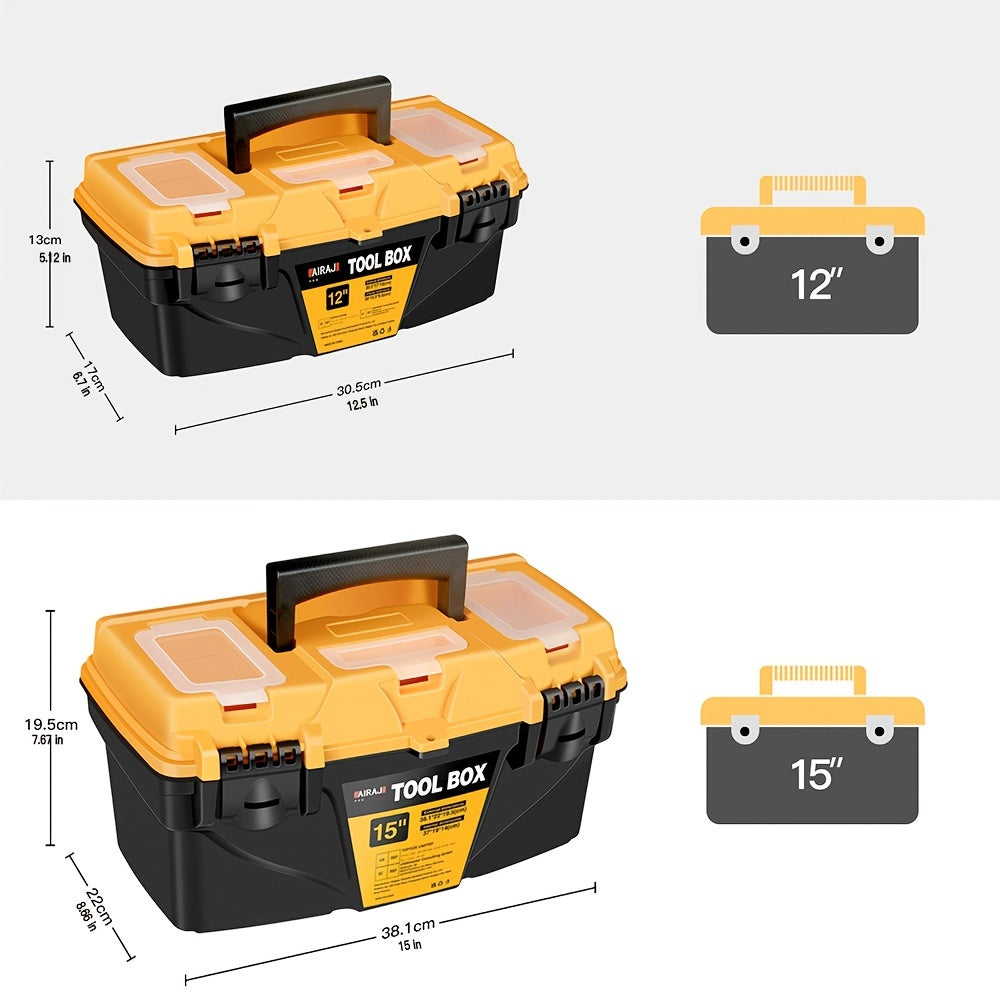 AIRAJ Hardware Toolbox Set in 12 & 15 Inch Plastic Thick Combination Suitcase for various uses.