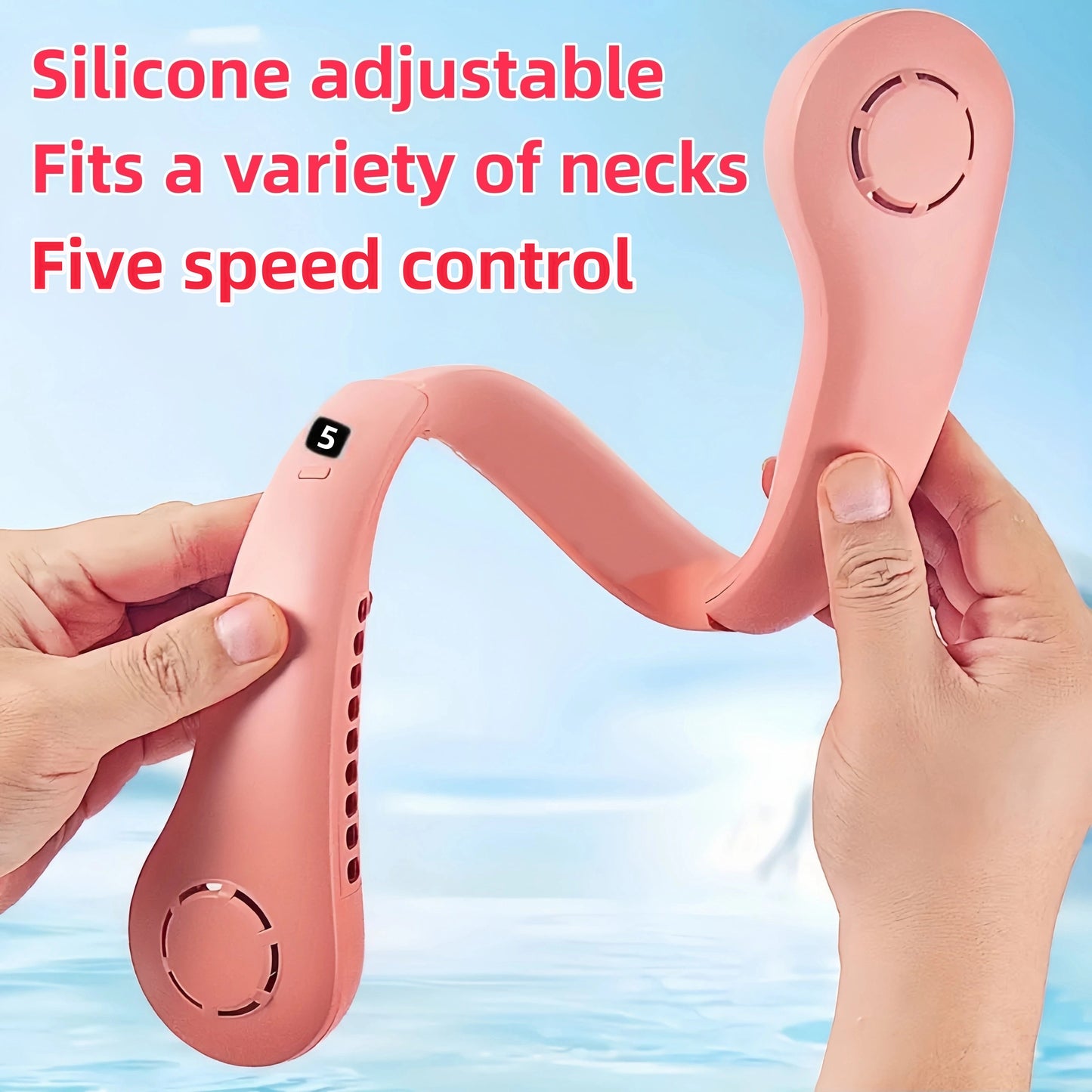 The Portable Neck Fan is a versatile USB charging fan that provides cooling wherever you go. With 5 adjustable speeds and a digital display, this bladeless neck fan is perfect for staying cool on the go. It is a great gift for birthdays or Christmas, and