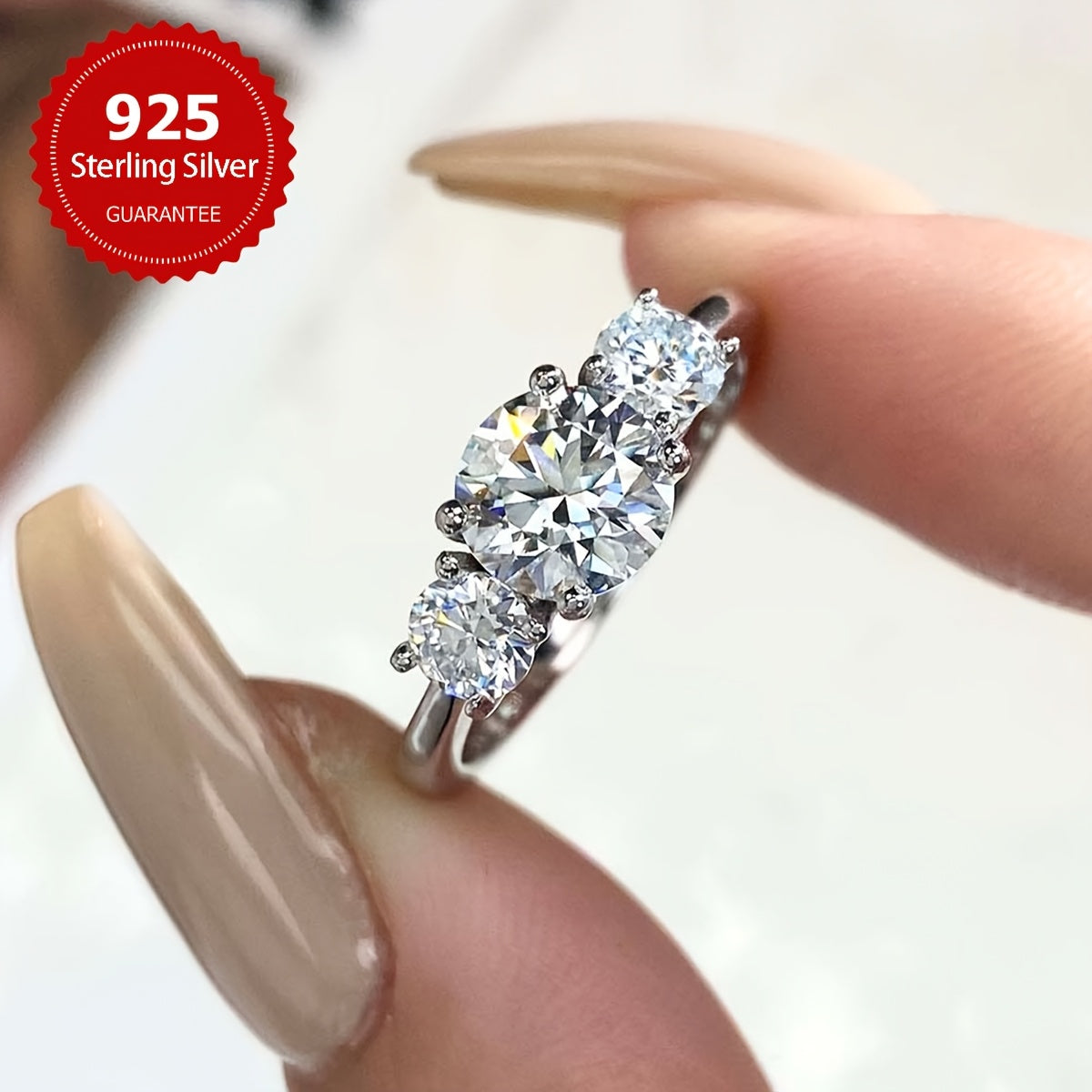 Stunning 1.6CT Mozambique Engagement Ring Set With 3 Diamond Bands, Wedding Ring, 925 Sterling Silver Promise Ring, Eternal Ring, Anniversary Ring, Valentine's Day Gift. This noble and luxurious ladies' bridal jewelry features a Mozambique Stone weighing