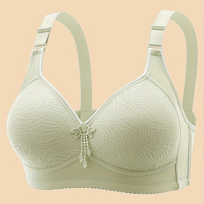 Solid seamless wireless tank bra with tassel decoration, providing sexy comfort and push-up support for women's lingerie.