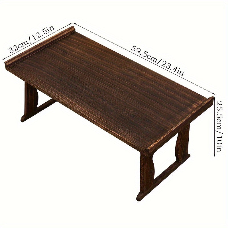 This Japanese-inspired low table is versatile and convenient for meditation, coffee, and bedside use. It features foldable legs and is made of durable Paulownia wood.