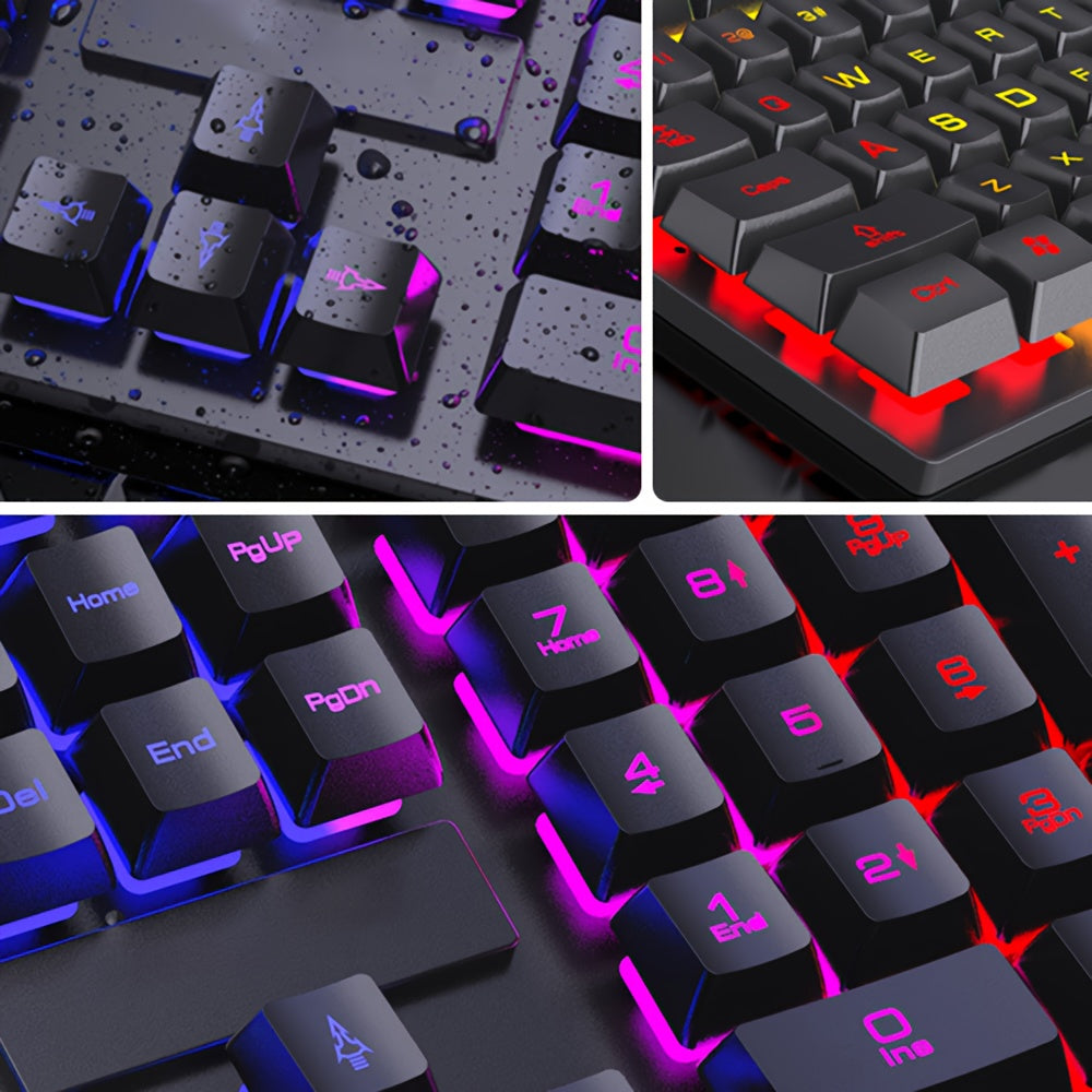 Yeaibo Ergonomic Mechanical Keyboard & Gaming Mouse Combo with LED Backlight and Laser-Carved Hollow Design for Office & Gaming, Sleek and Stylish Design.