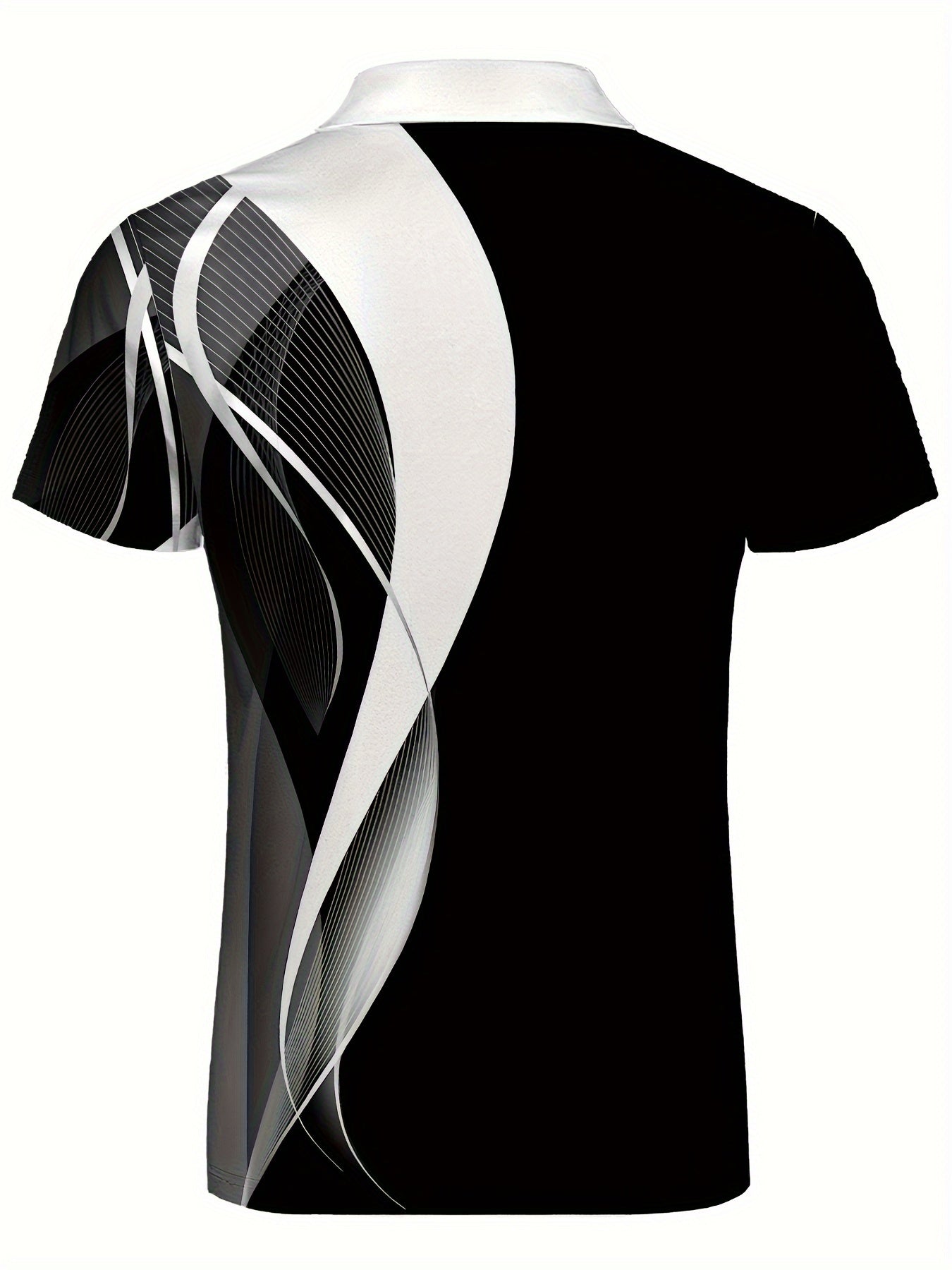 Men's plus size golf shirt with color block design, breathable polyester blend, machine washable.