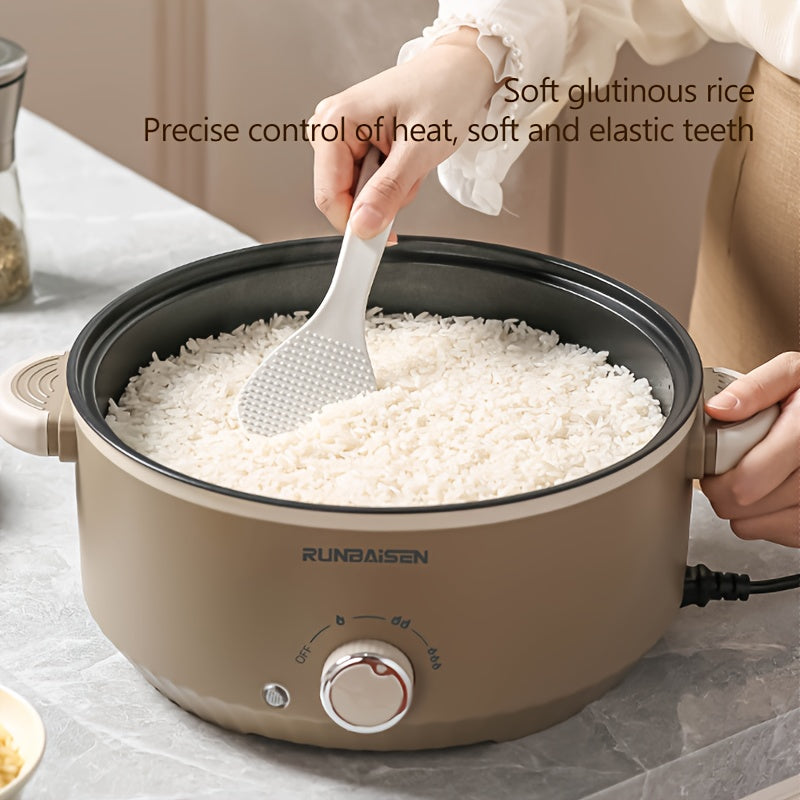 Large electric cooker with multiple functions: hot pot, frying pan, and steamer. Ideal for dormitory use in winter. 220V-240V with European plug. Made of durable PP material.