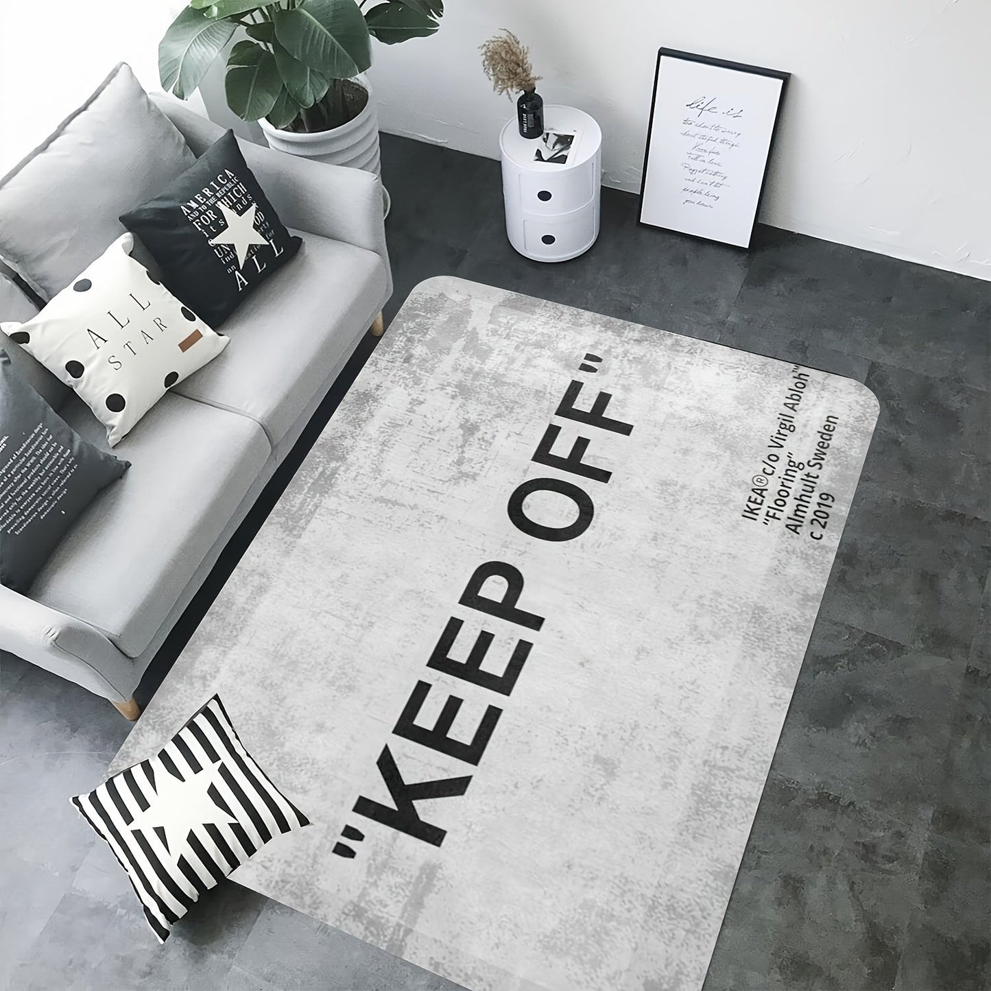 3D Simple Letter Design Area Rug with Anti-Slip Feature - Machine Washable, Ideal for Living Room, Kitchen, Bathroom - Made with Plush Polyester and PVC Backing, Perfect for Christmas Celebration