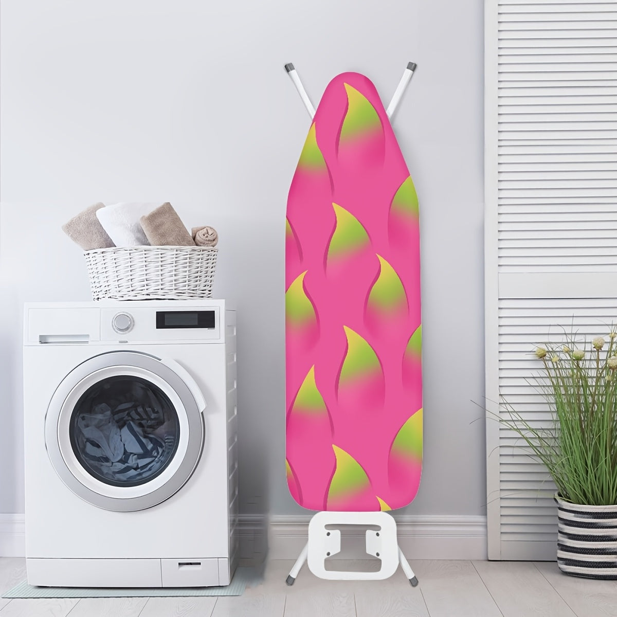 Give your ironing board a fresh look with the colorful Fruit Prints Ironing Board Cover & Pad. Featuring a thick padding, measuring 38.1x137.16 cm, and an elastic edge for a secure fit, this cover is also stain resistant and offers protective properties.