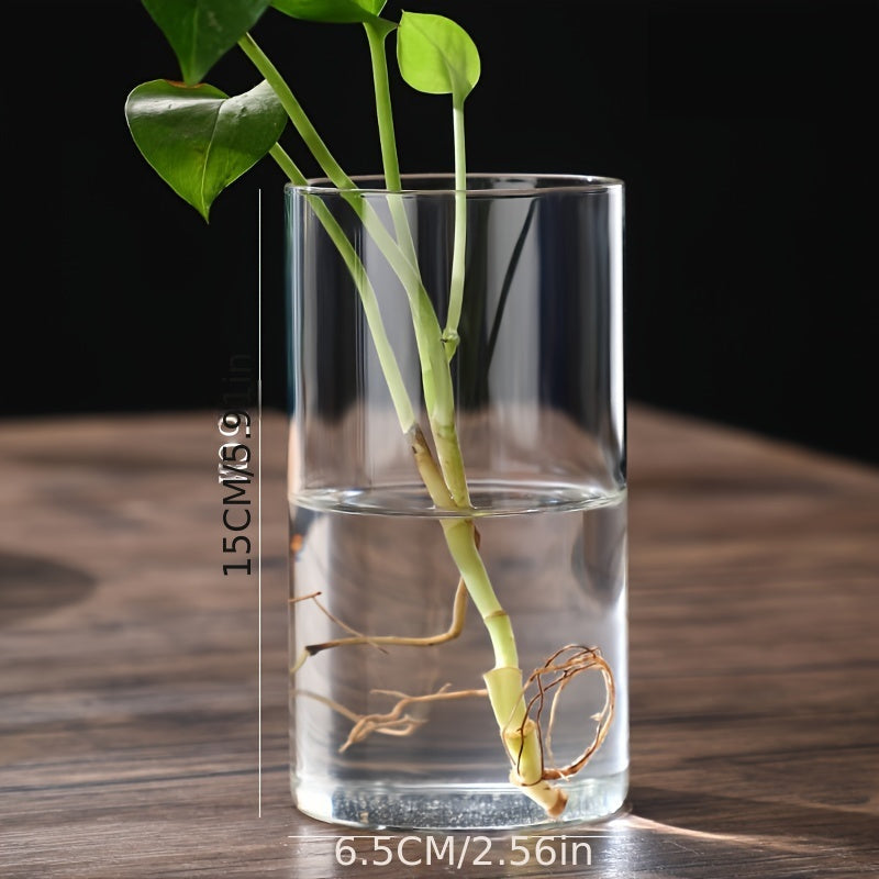 1 piece minimalist clear glass flower vase for floral wedding decor.