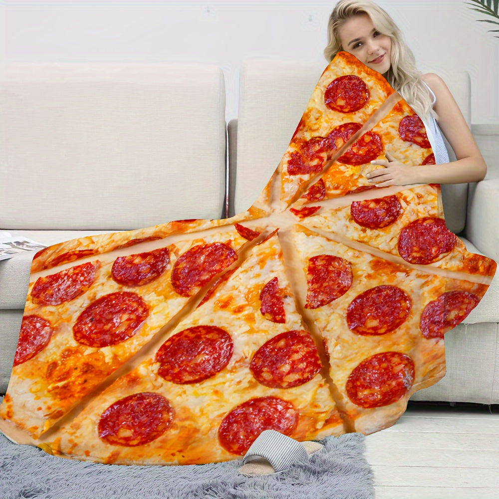 Soft, warm, and hypoallergenic, this cozy flannel throw blanket features a unique Mexican burrito and ham pizza design. Ideal for snuggling up on the couch, bed, in the office, while traveling, or camping.