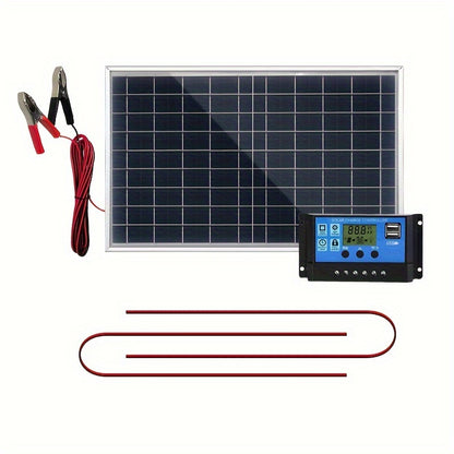 ZGZXSEXHZ Portable Solar Panel Kit with Controller, 12V-24V Output, USB Charger - Ideal for various outdoor uses.