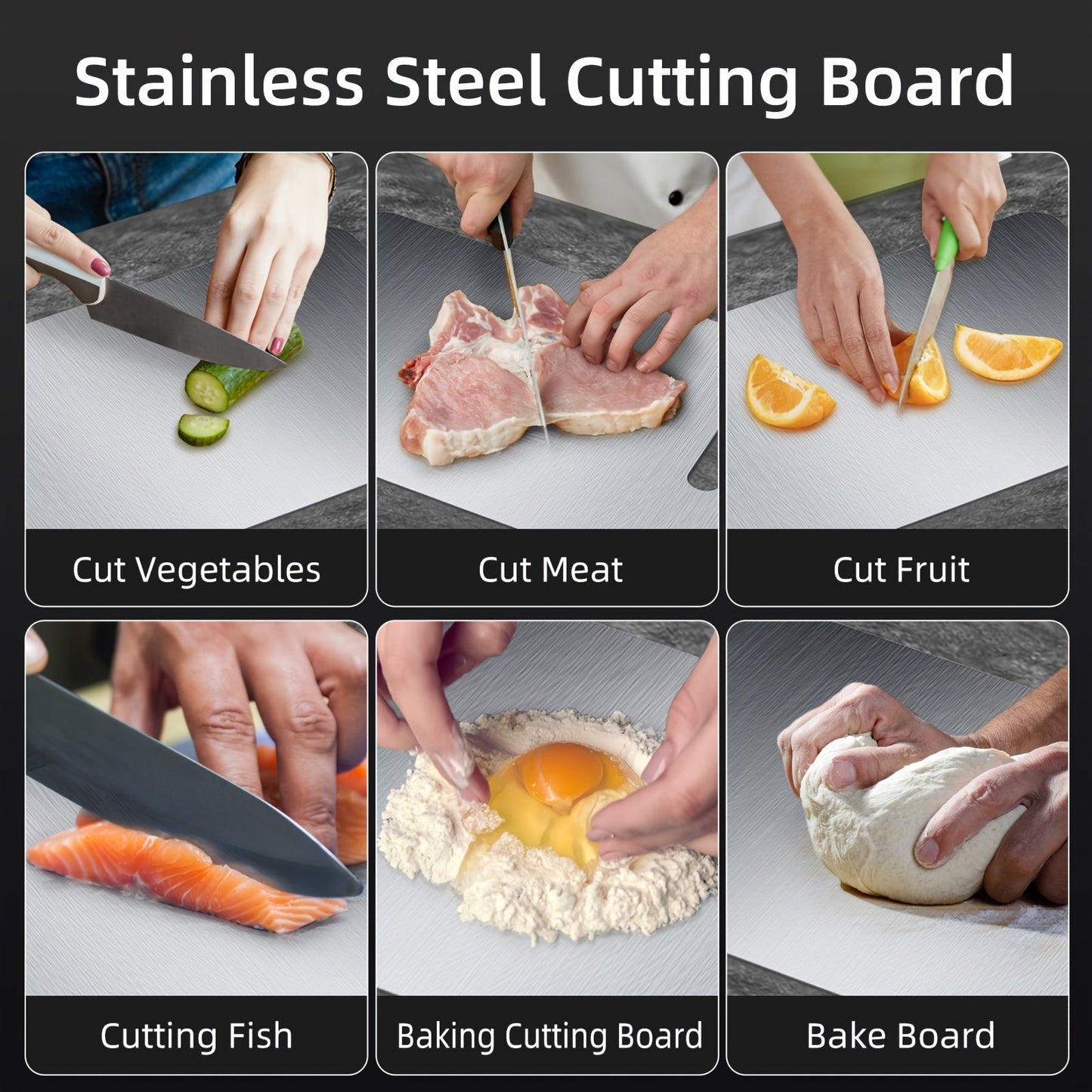 High-quality 304 Stainless Steel Cutting Board with Dual-Sided Thickened Design, Perfect for Kitchen and Restaurant Use - Excellent for Chopping, Kneading, and Rolling Dough - A Thoughtful Present for Christmas, Thanksgiving, or Parents' Day.