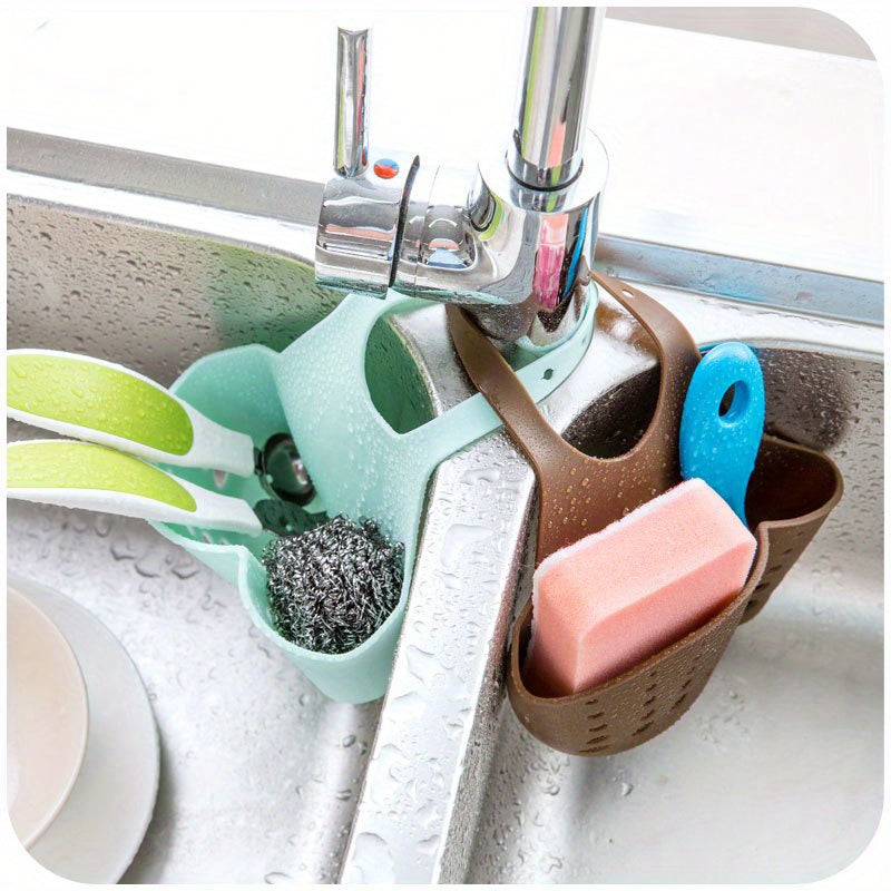 Synthetic Resin Sink Drain Rack Kit - Organize Your Kitchen with this Multi-function Faucet Drain Rack. Perfect for Storing Pool Supplies and More!