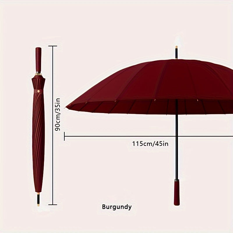 Men's 24-Bone Long Handle Straight Rod Umbrella Home Large Size Reinforced Windproof Business Black Umbrella Special Rain Umbrella.