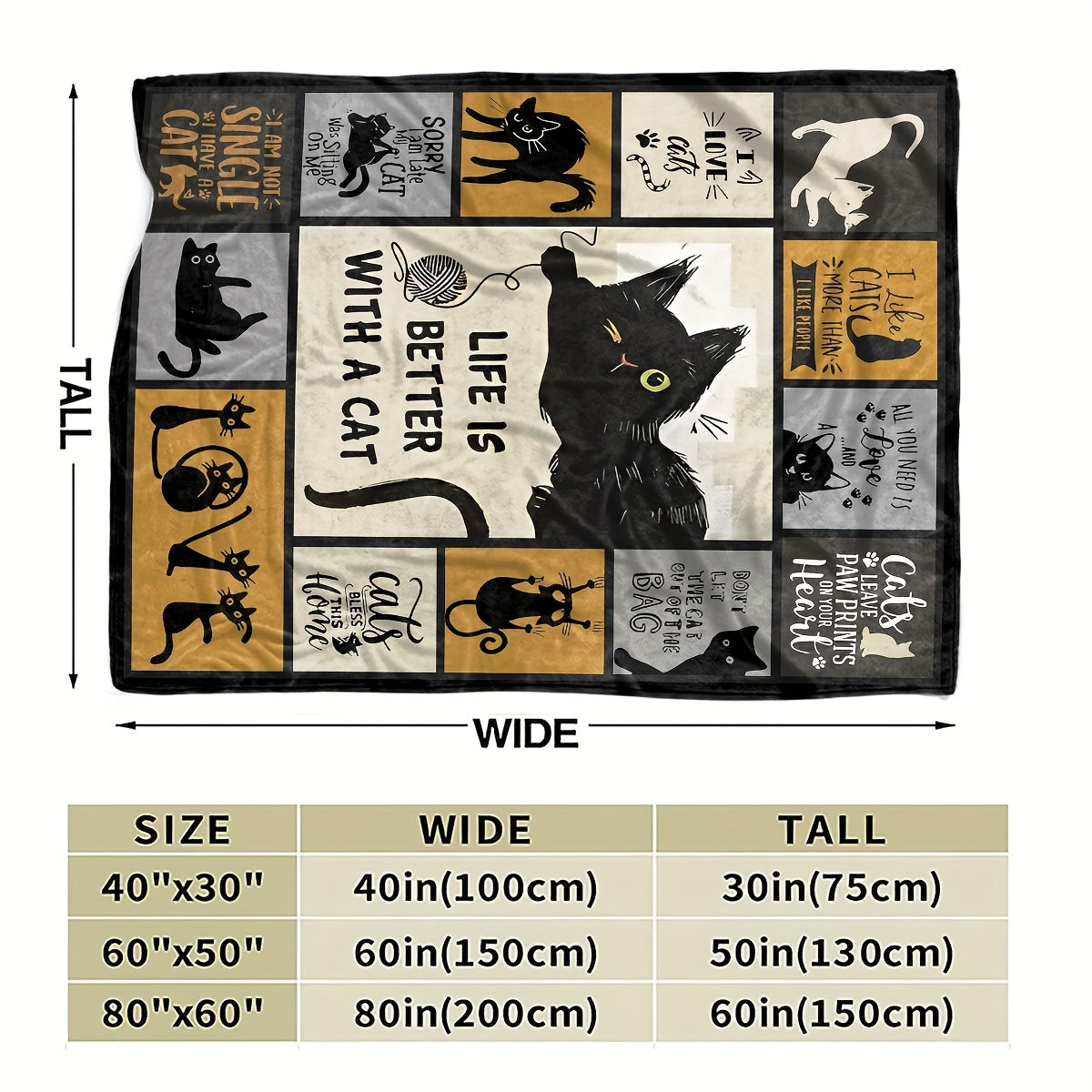 Contemporary Cat-Themed Flannel Fleece Blanket: This stain-resistant, all-season knit fabric throw features geometric animal patterns and digital print designs. Perfect for adding a touch of fun to your sofa or bed decor.