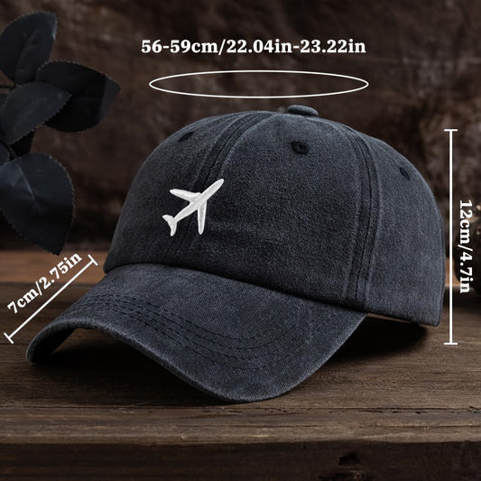 Airplane Embroidery Baseball Cap for outdoor activities, providing sun protection for mountaineering and fishing.