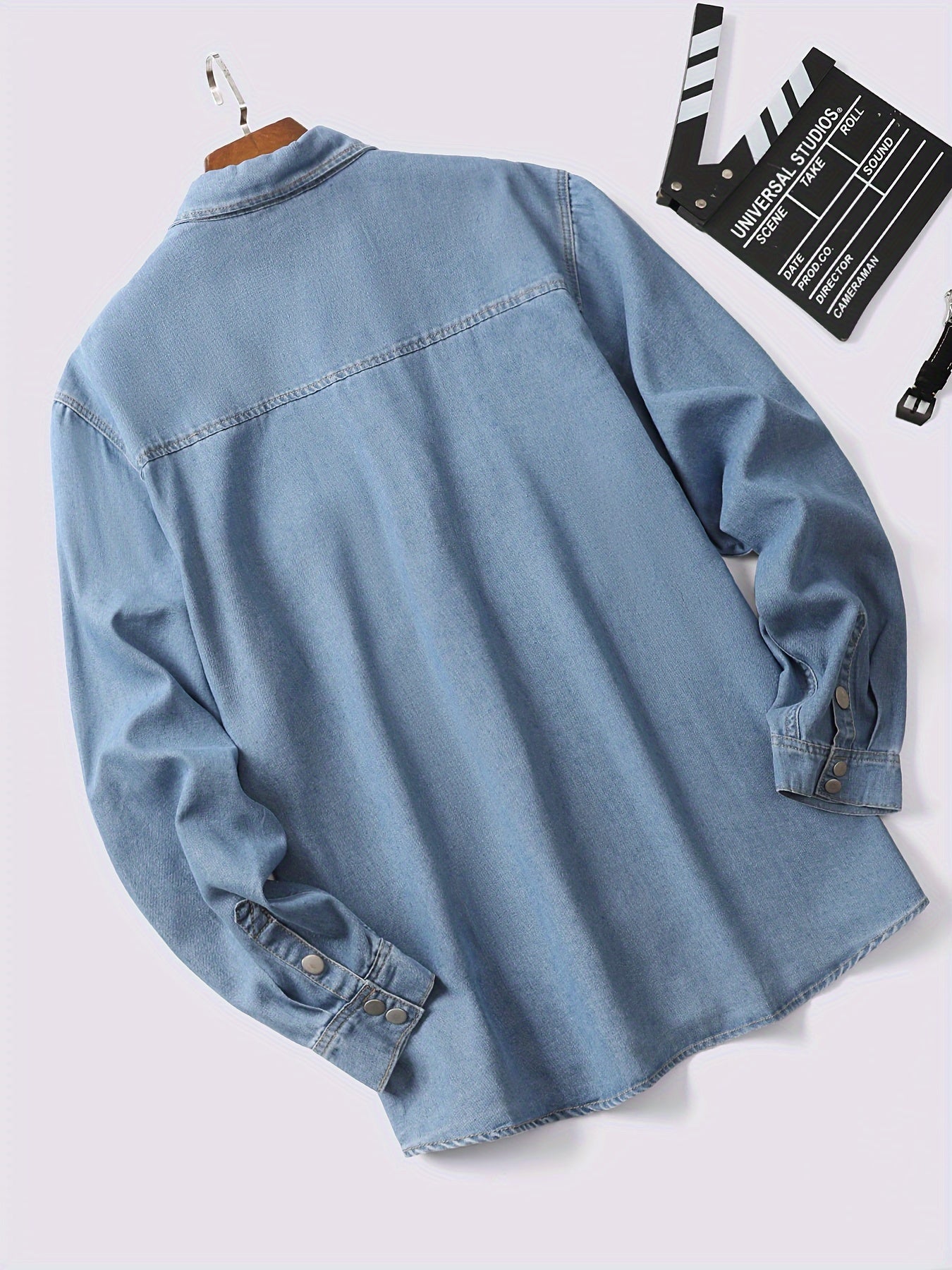 Plus-size men's stylish denim shirt