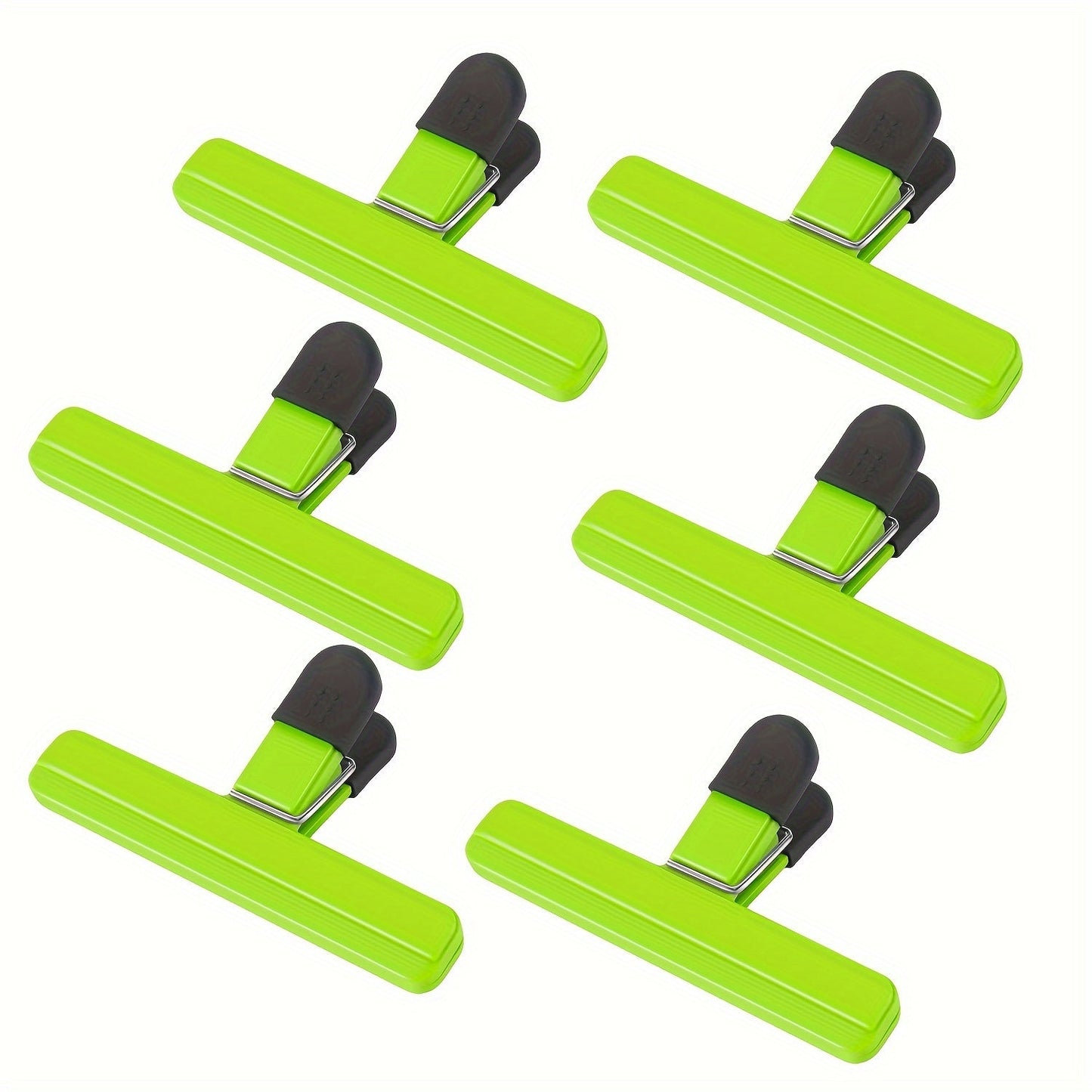 Set of 6 Food Bag Sealing Clips for Moisture-proof Storage. These Reusable and Durable Clamps are perfect for sealing snack bags, photos, and chip bags at home, in the office, or at school. Ideal for home organizers and storage solutions. A must-have